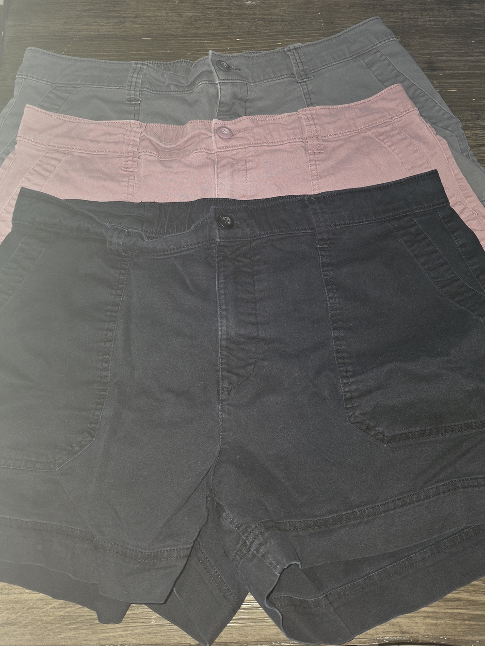 Old Navy High-Waist Chino Shorts Set in Black Grey and Dusty Pink